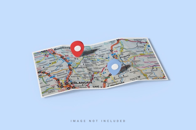 PSD map mockup design with 3d pin