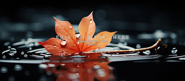 PSD maple leaf on a dark autumn water in the river