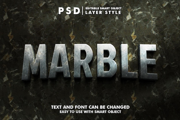 Marble 3d realistic text effect premium psd