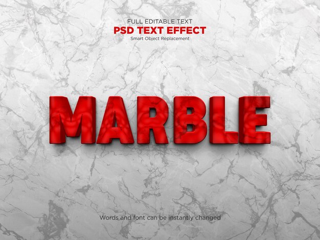 marble 3d text effect mockup