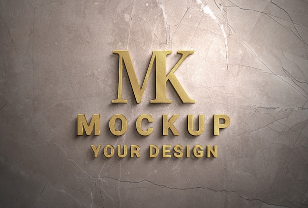 Marble logo design mockup with lights