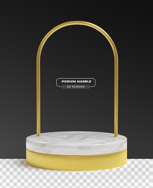 Marble podium 3d realistic render with transparent background