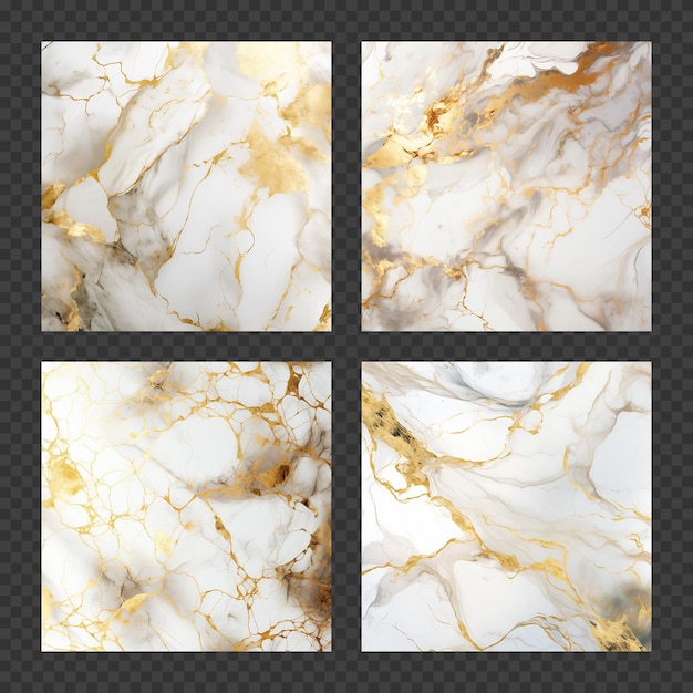 Marble Texture Set Isolated on Transparent Background