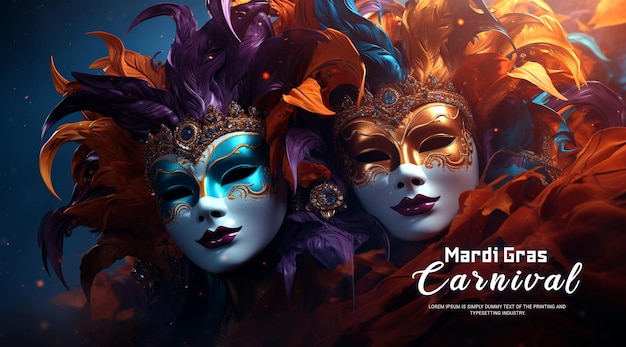 Mardi Gras carnival poster template