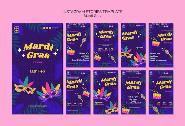 Mardi gras celebration  instagram stories