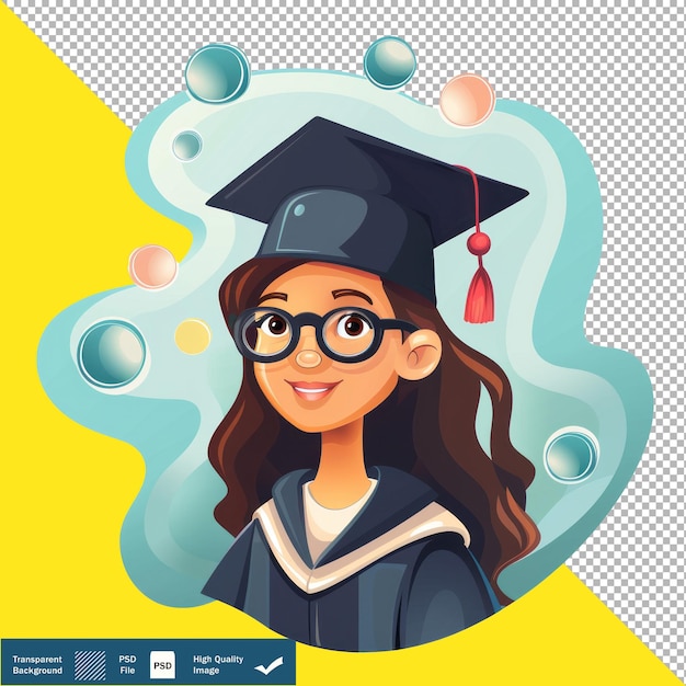 Marine Biologist Graduation Cartoon Vector transparent background PNG PSD