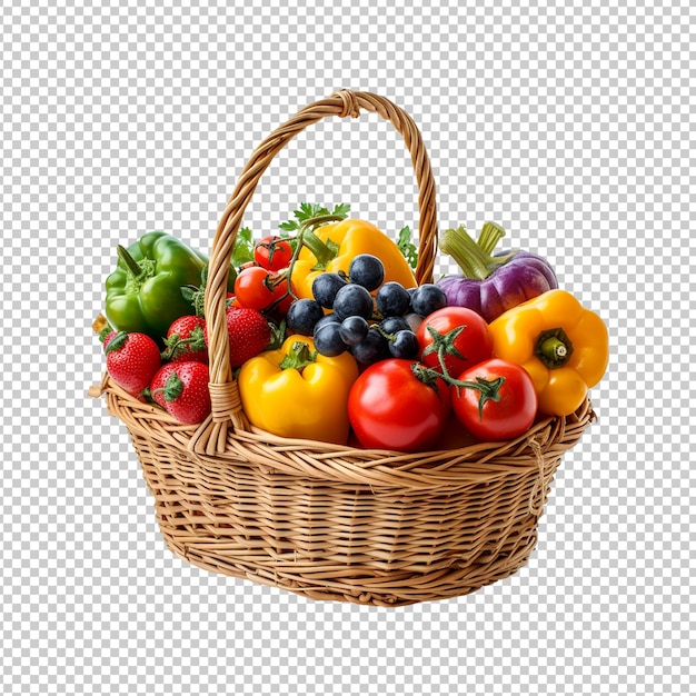 market basket includes vegetables isolated on transparent background