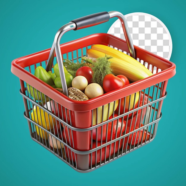 PSD market basket isolated on transparent background