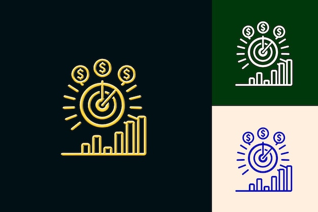 PSD market index icon with a bullseye or index outline and repre abstract minimalist icon designs