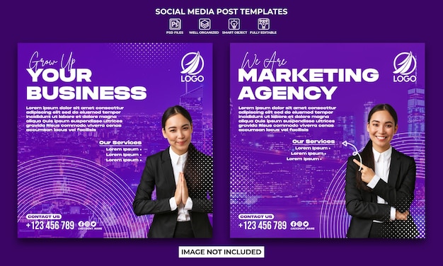 Marketing agency poster or social media instagram post template