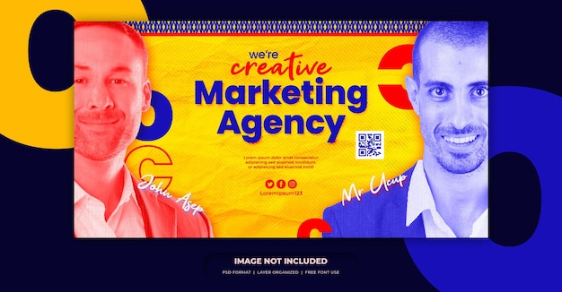 Marketing agency retro facebook cover design template