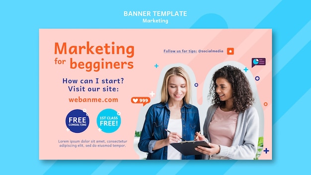 Marketing banner template with photo