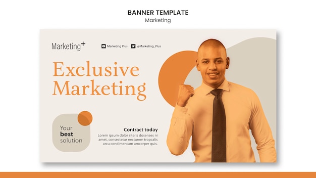 PSD marketing banner template with photo