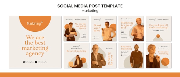 Marketing instagram posts template with photo