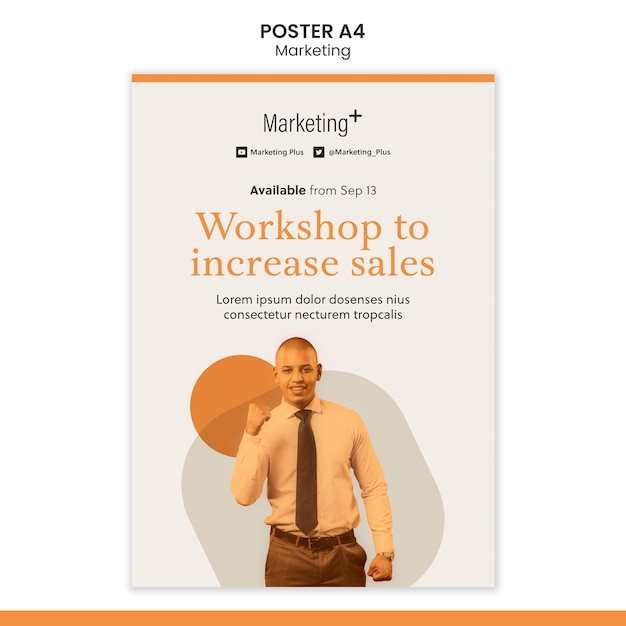 PSD marketing poster template with photo