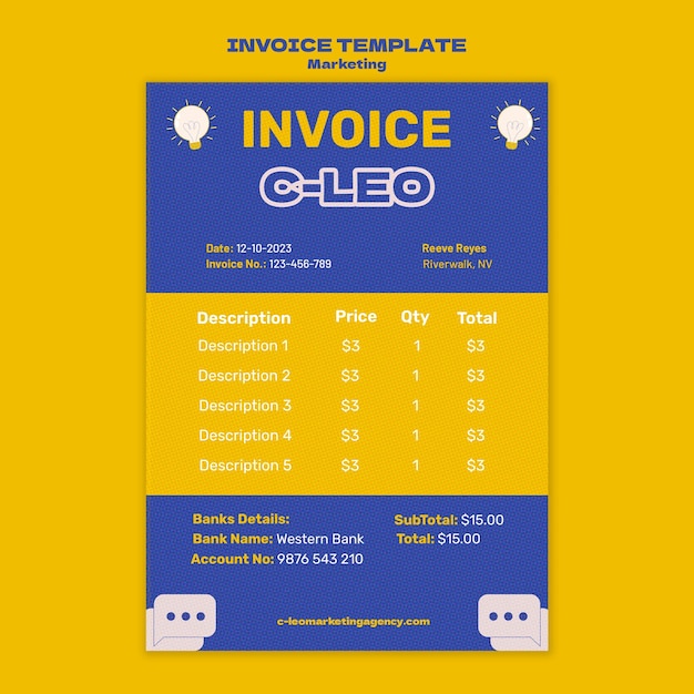 Marketing strategy invoice template