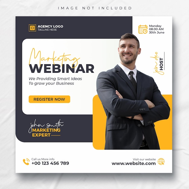 Marketing webinar social media instagram post or business promotion square banner template