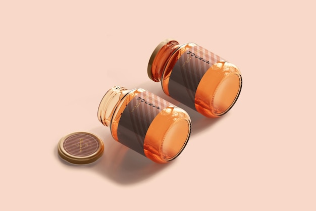 Marmalade glass jars mockup