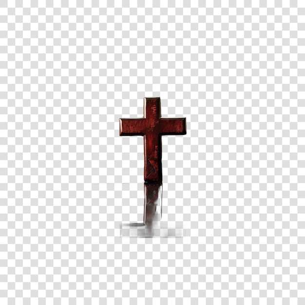 PSD maroon cross on black backgroundon transparent background