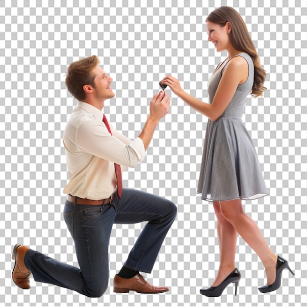 PSD marriage proposal on one knee on transparent background