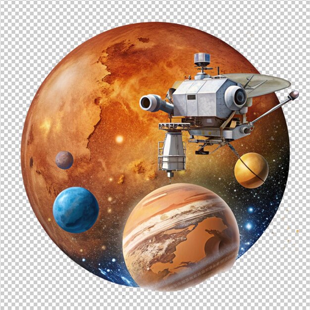 mars mission illustration on white background