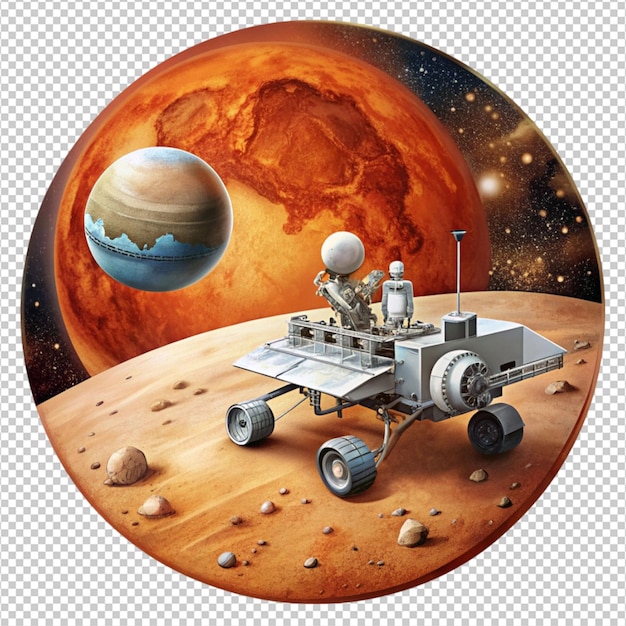 PSD mars mission illustration on white background