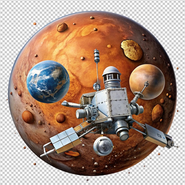 mars mission illustration on white background