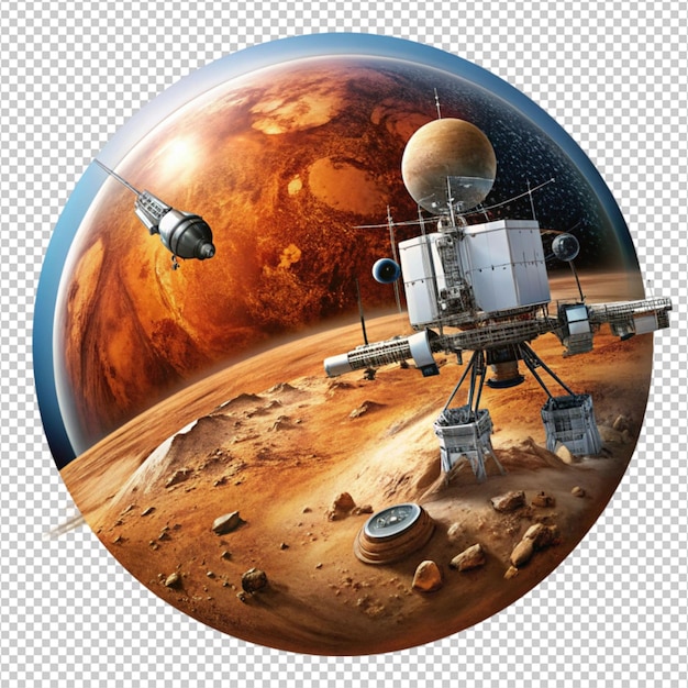 mars mission illustration on white background