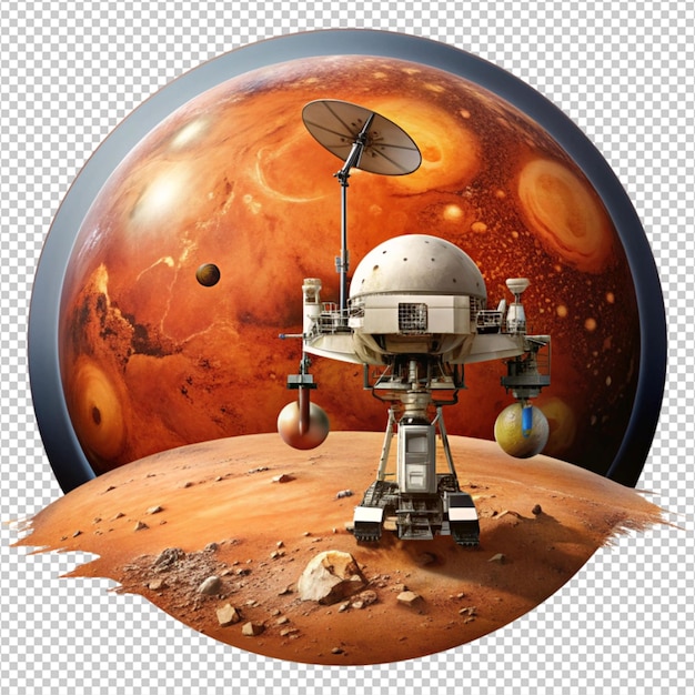 mars mission illustration on white background