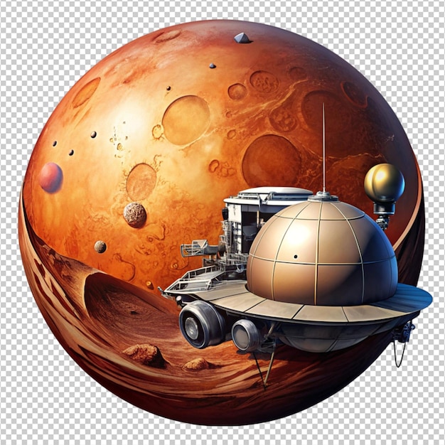 mars mission illustration on white background