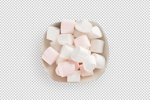 Marshmallow in bowl isolated