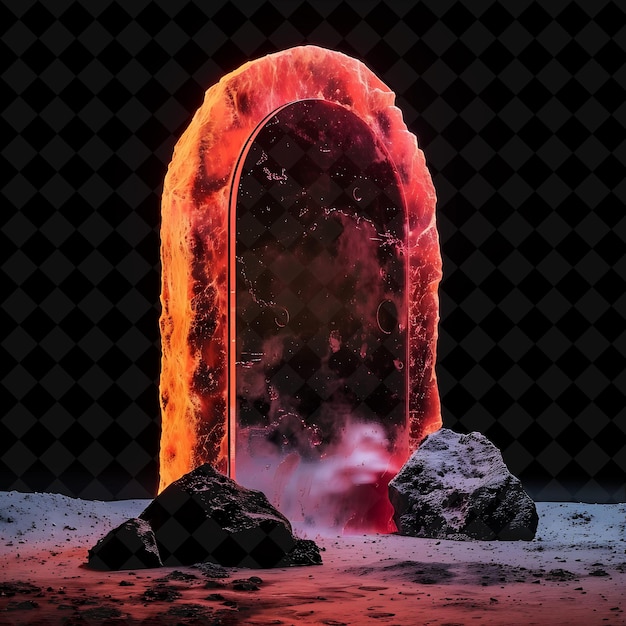 PSD martian gate with red planet and dusty rose surface made wit png y2k shape neon color collection