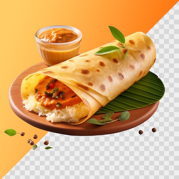 PSD masala dosa isolated on transparent background