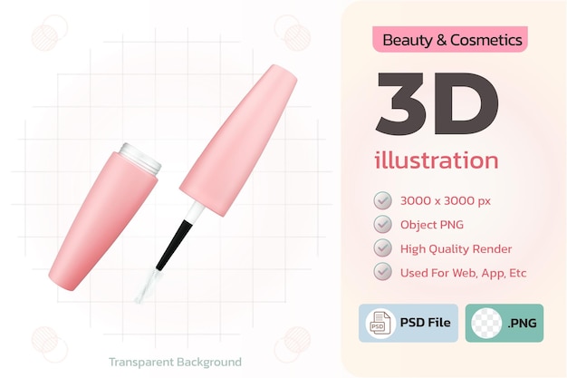 Mascara brush makeup beauty and cosmetic 3d Illustration