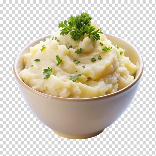 Mashed potatoes with herbs on transparent background