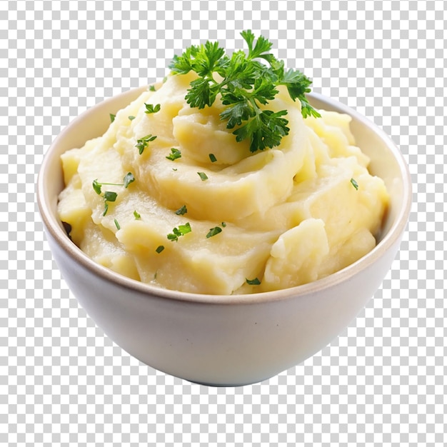 Mashed potatoes with herbs on transparent background