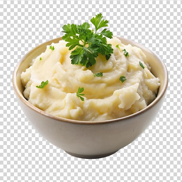 Mashed potatoes with herbs on transparent background