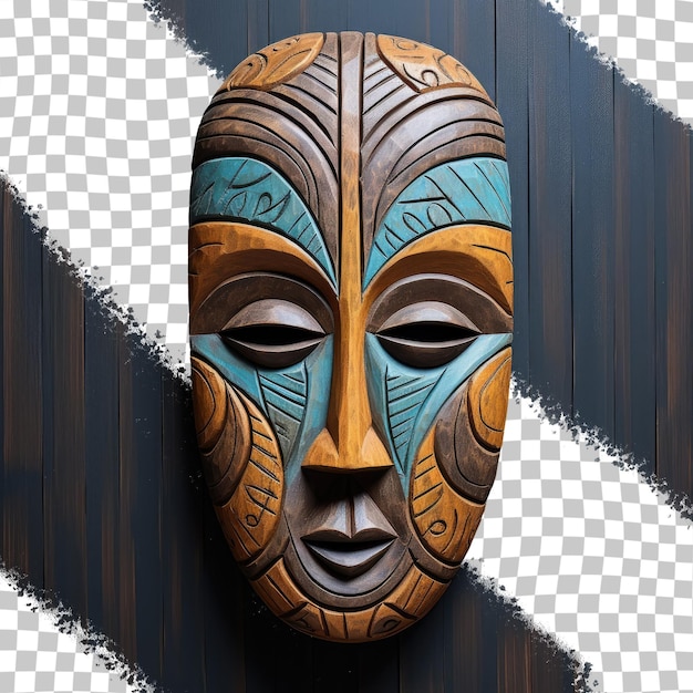 Mask made of wood transparent background