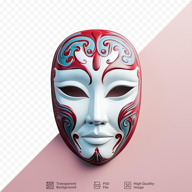 a mask with a red and blue design on it