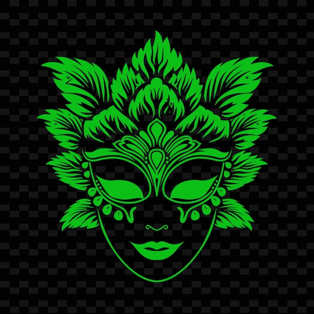 a mask of a woman with a green mask on a black background