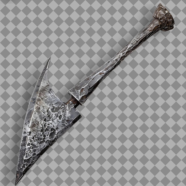 PSD massive hand forged titanium war pick boasting a heavy desig png game asset on clean background