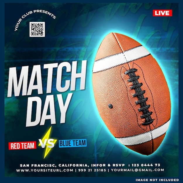 Match day american football social media post design template