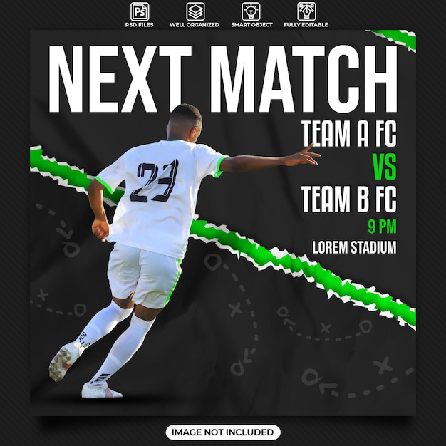 Next match football social media poster template