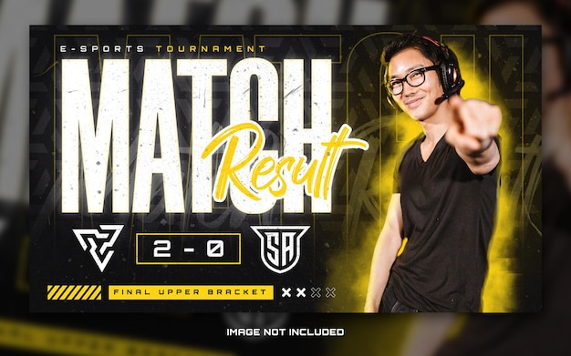 Match Result Esports Gaming Banner Template for Social Media