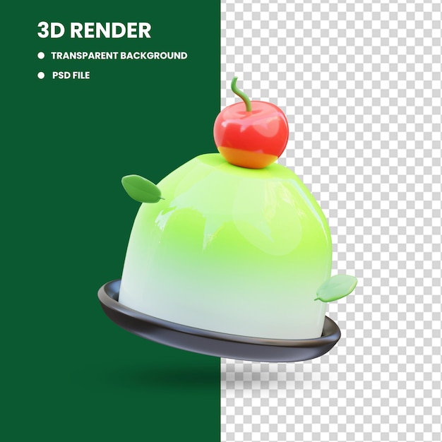 Matcha pudding 3d illustration 3d rendering