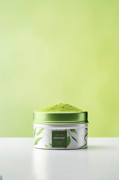 PSD matcha tea brand mockup