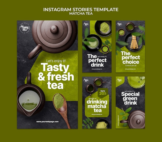 PSD matcha tea  instagram stories