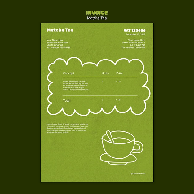 Matcha tea  invoice template