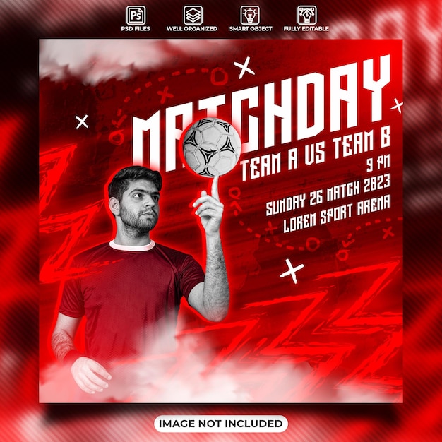 Matchday football social media poster template