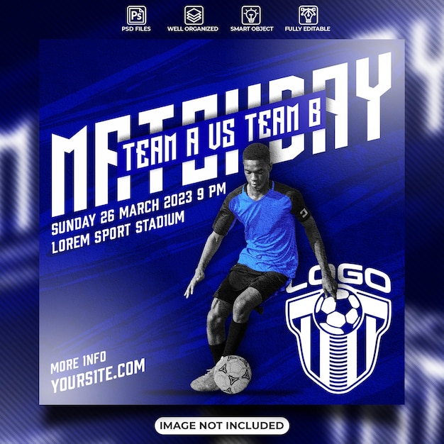 Matchday football social media poster template